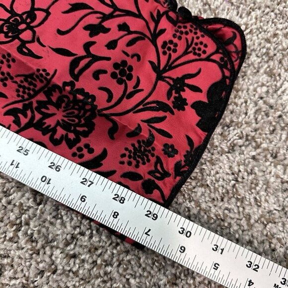 Silkland Pants Womens 10 Red Silk Black Velvet Floral‎ Vtg 90s Ankle Asian Goth - Picture 10 of 14